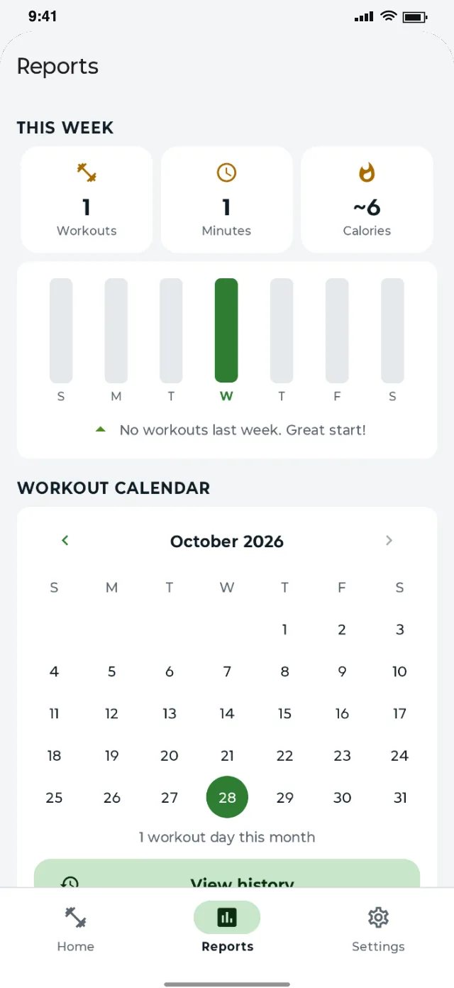 Plank Workout: Stats, chart and calendar